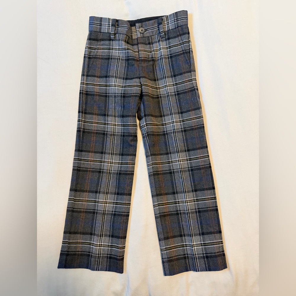 Janie and Jack Blue and Gray Plaid Dress Pants